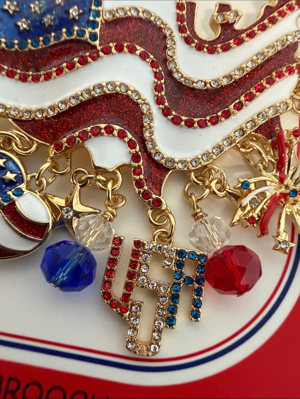 Piper K | Americas Birthday Flag Rhinestone Charm Brooch 🇺🇸 - Picture 3 of 8